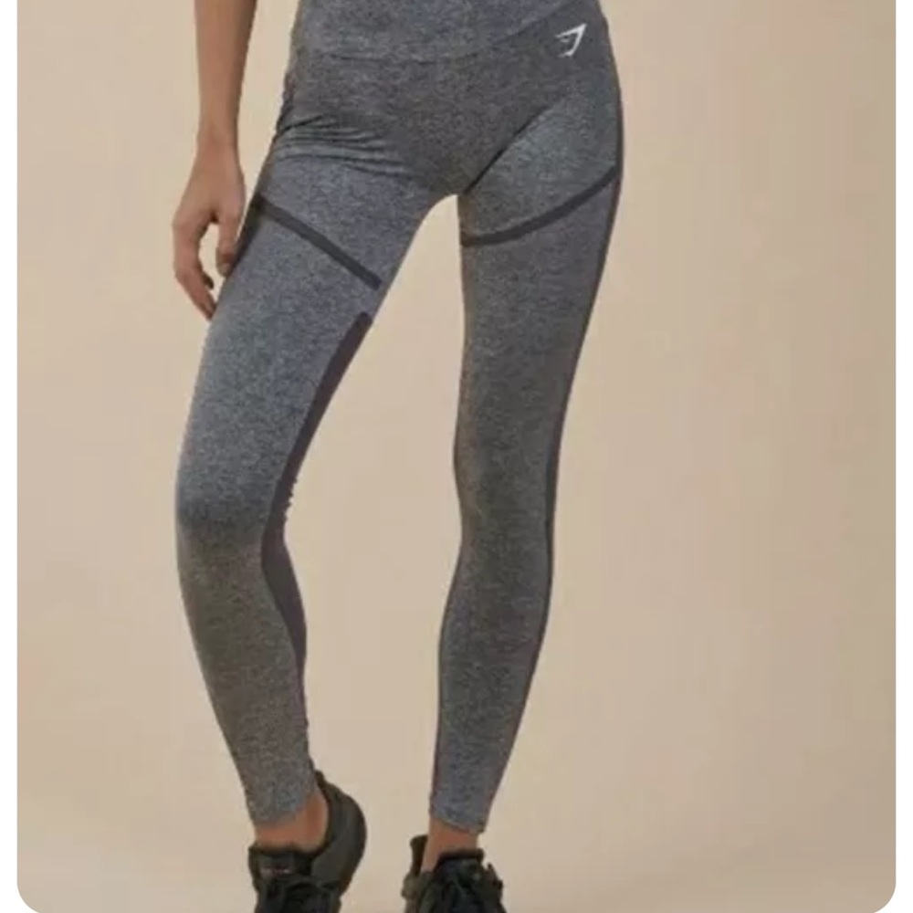 Gymshark Dry Simply Mesh Full Length Leggings Charcoal Marl Grey Medium